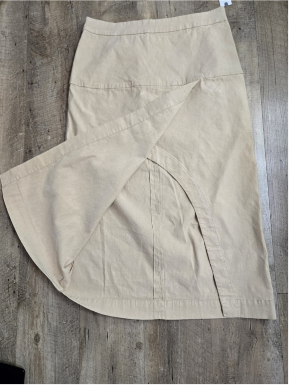 NWT By Anthropologie Linen Wrap Midi Skirt 8 Tan Khaki - Picture 8 of 12